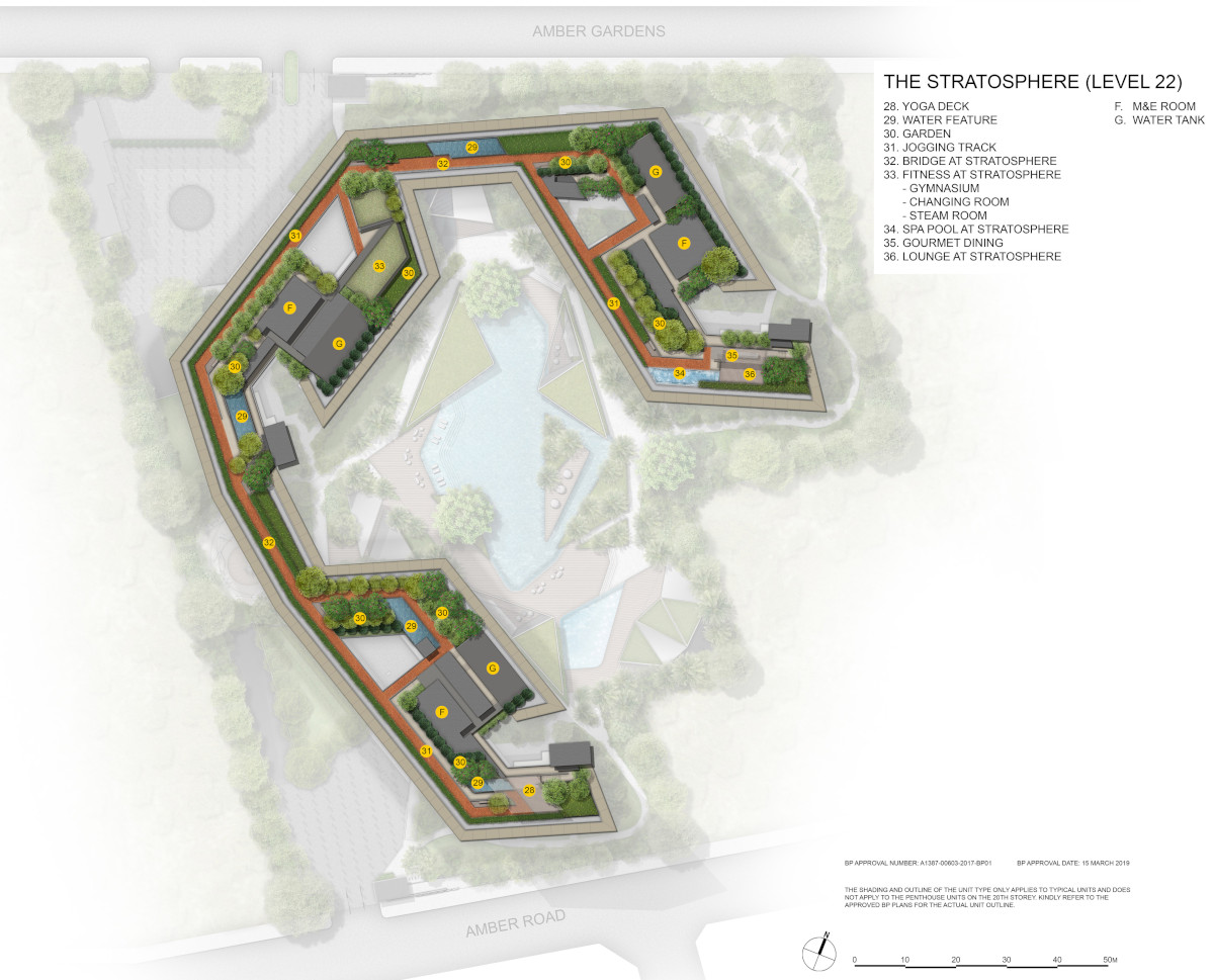 The Amber Park Site Plan . Roof Terrace Level 22