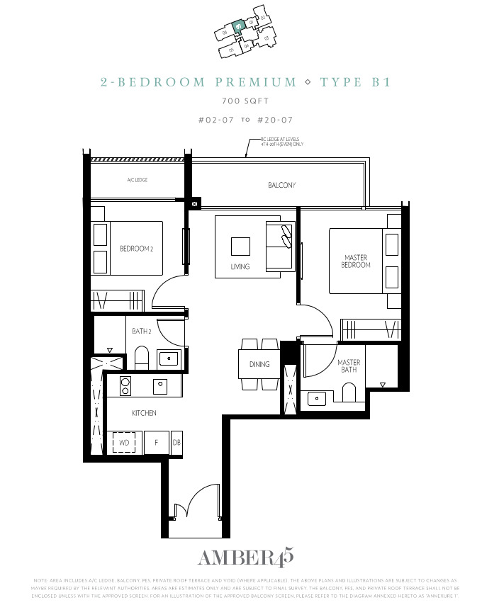Amber45 Floor Plan Type . Type B1 . 2 Bedroom