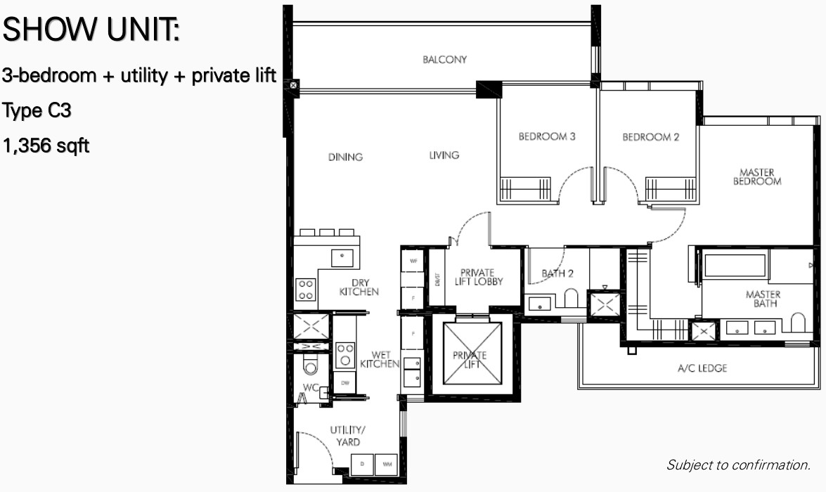 Leedon Green Floor Plans . 3 Bedroom Type C3