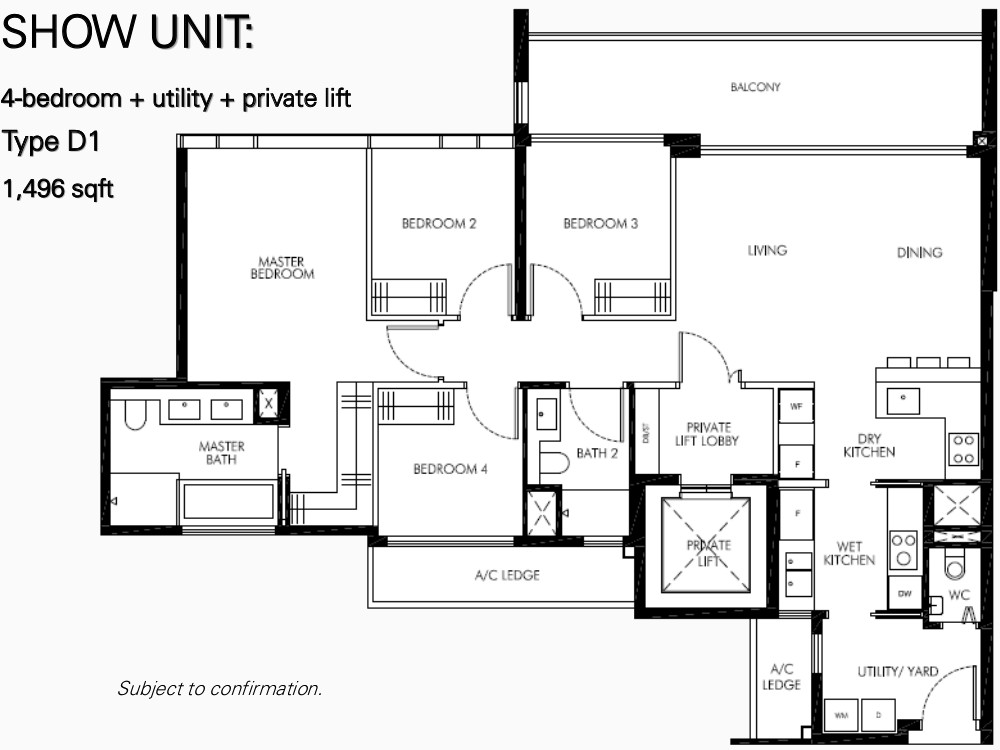 Leedon Green Showflat Floor Plans . 4 Bedroom Type D1