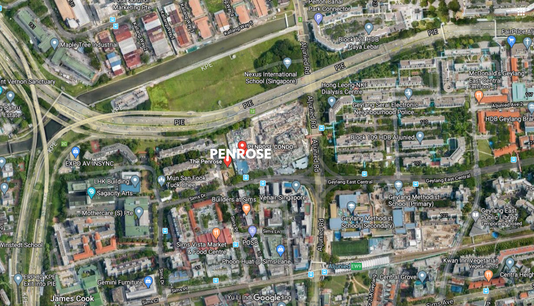 The Penrose Condo Location Map . Source Google