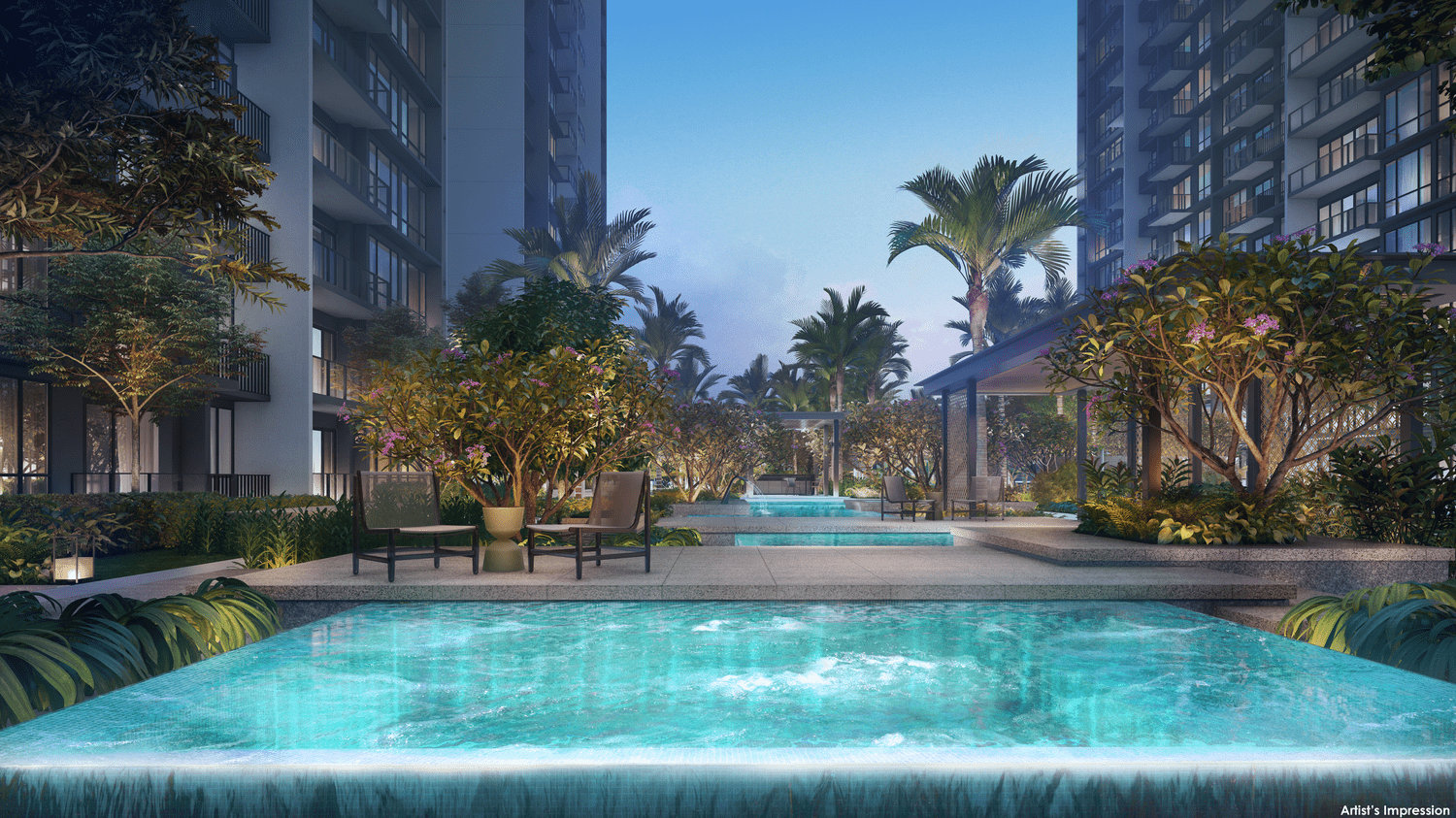 Emerald Katong Condo . Wellness Pool and Pavilion