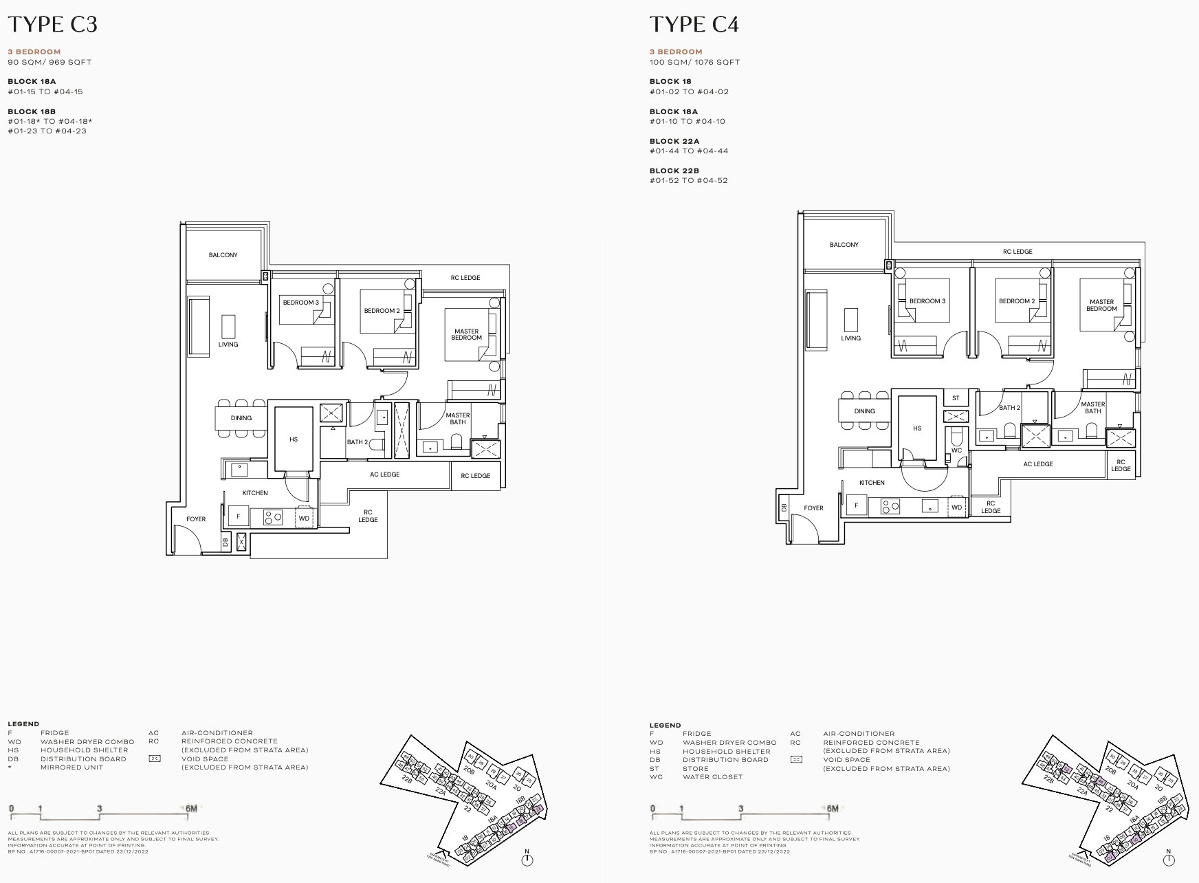 The Terra Hills Condo Floor Plan . 3 Bedroom Types
