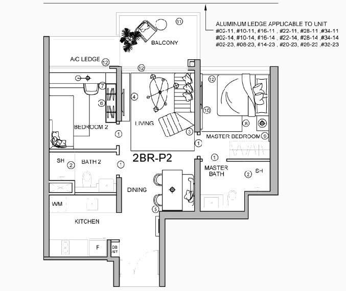 Stirling Condo Showflat Floor Plan . 2Bedroom Premium 2