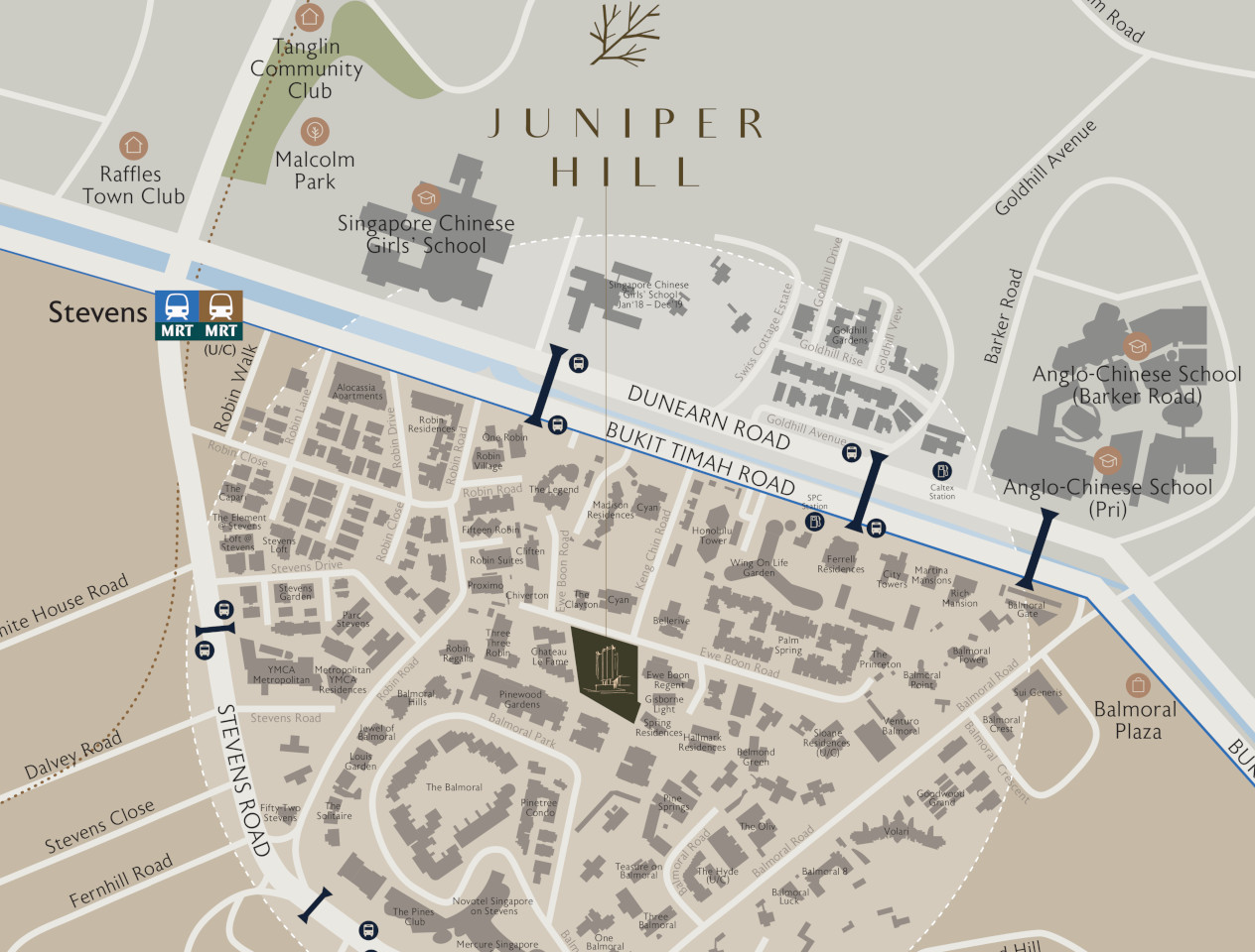 Juniper Hill Site Plan and Schools Location Map